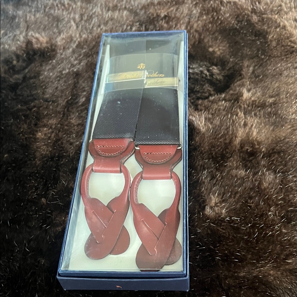 Brook Brothers Classic Brown Leather Suspenders